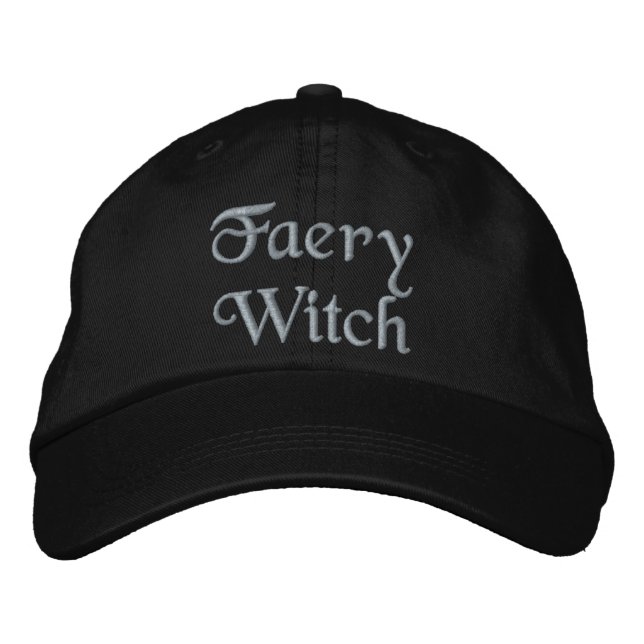 Cute Faery Witch Enchanted Purple Black Fairy Embroidered Baseball Cap (Front)