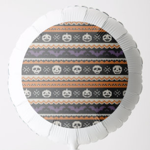 Cute, fair isle/colorwork Halloween skull & bats Balloon