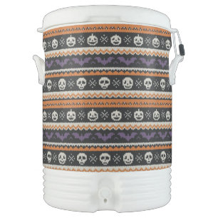 Cute, fair isle/colorwork Halloween skull & bats  Beverage Cooler