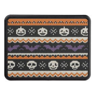 Cute, fair isle/colorwork Halloween skull & bats Hitch Cover