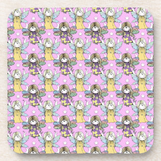 Cute Fairies and Stars and Moons Pattern Beverage Coaster