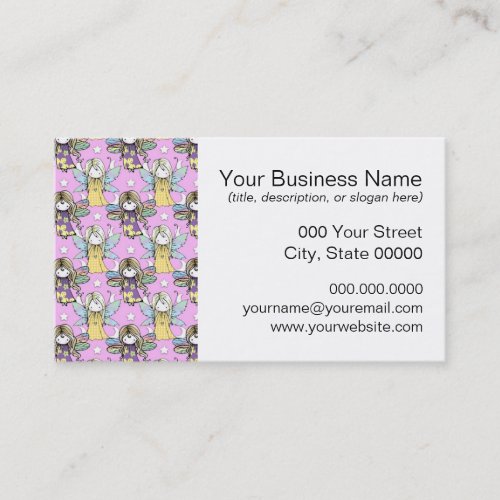 Cute Fairies and Stars and Moons Pattern Business Card