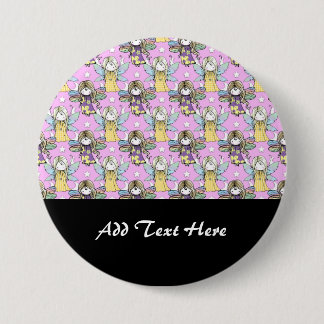 Cute Fairies and Stars and Moons Pattern Button