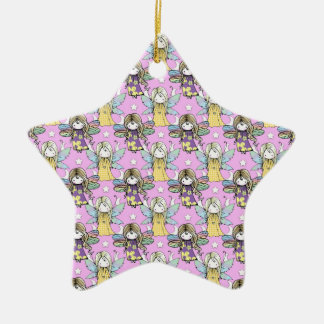 Cute Fairies and Stars and Moons Pattern Ceramic Ornament