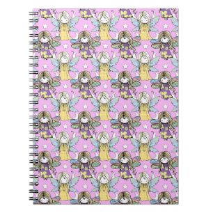 Cute Fairies and Stars and Moons Pattern Notebook