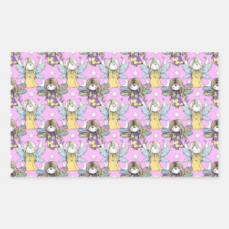 Cute Fairies and Stars and Moons Pattern Rectangular Sticker