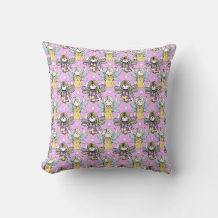 Cute Fairies and Stars and Moons Pattern Throw Pillow