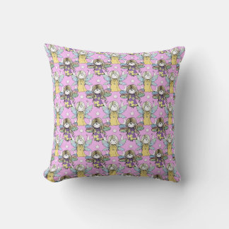 Cute Fairies and Stars and Moons Pattern Throw Pillow