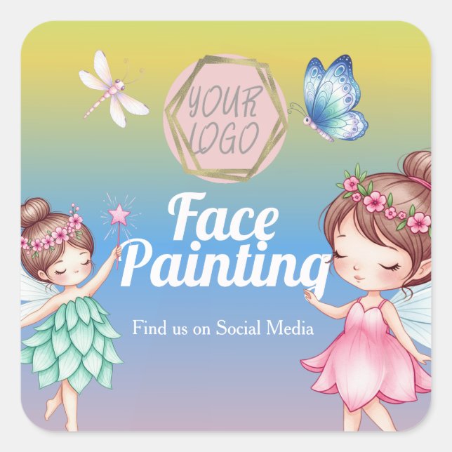 Cute Fairies Facepainter Artist  Square Sticker (Front)