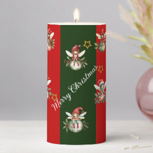 Cute Fairies on Christmas Ornaments Pillar Candle