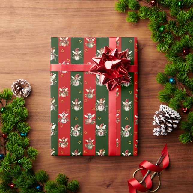 Cute Fairies on Christmas Ornaments Wrapping Paper (Holiday Gift)