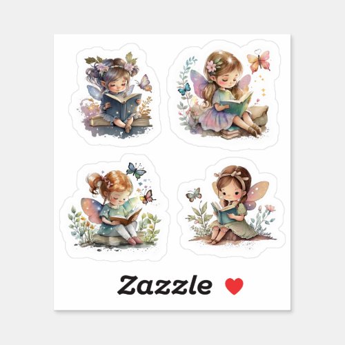 Cute Fairies with Book Sticker Set