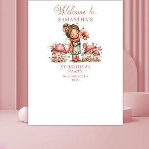 Cute Fairy 1st Birthday Pink Floral Backdrop
