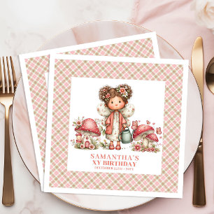 Cute Fairy 1st Birthday Whimsical Pink Paper Dinner Napkins