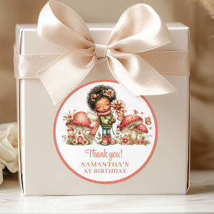 Cute Fairy 2nd Birthday Pastel Pink Thank You Classic Round Sticker