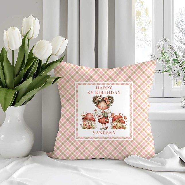 Cute Fairy 3rd Birthday Pink Floral Pillow (Cute Fairy 3rd Birthday Pink Floral Pillow)