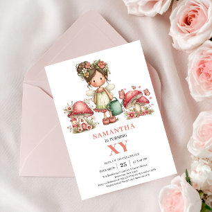 Cute Fairy 8th Birthday Floral Party Invitation