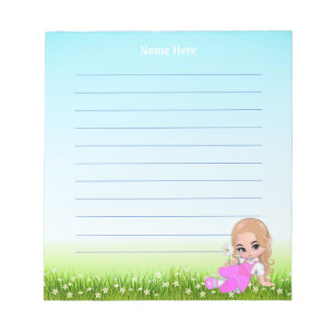 Cute Fairy and Flowers Lined Notepad