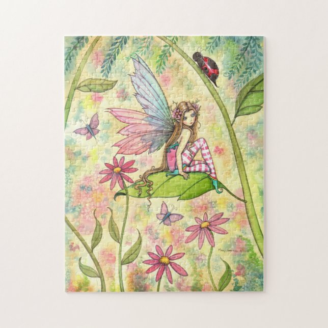 Cute Fairy and Ladybug Fantasy Art Jigsaw Puzzle (Vertical)