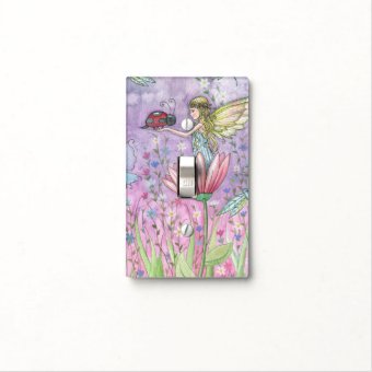 Cute Fairy and Ladybug Fantasy Illustration Light Switch Cover | Zazzle