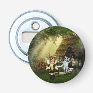 Cute Fairy And White Mouse Bottle Opener