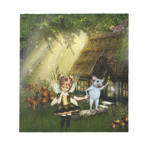 Cute Fairy And White Mouse Notepad