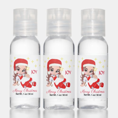 Cute Fairy Angel  Stars on White Christmas Hand Sanitizer