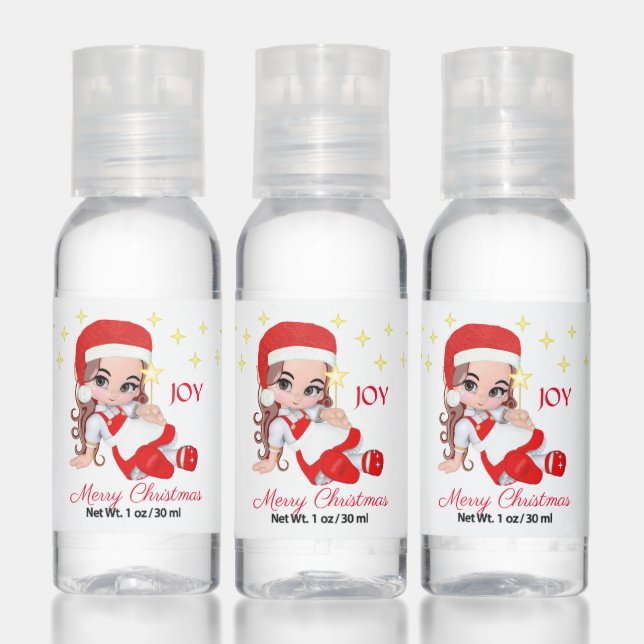 Cute Fairy Angel & Stars on White Christmas Hand Sanitizer (Set)