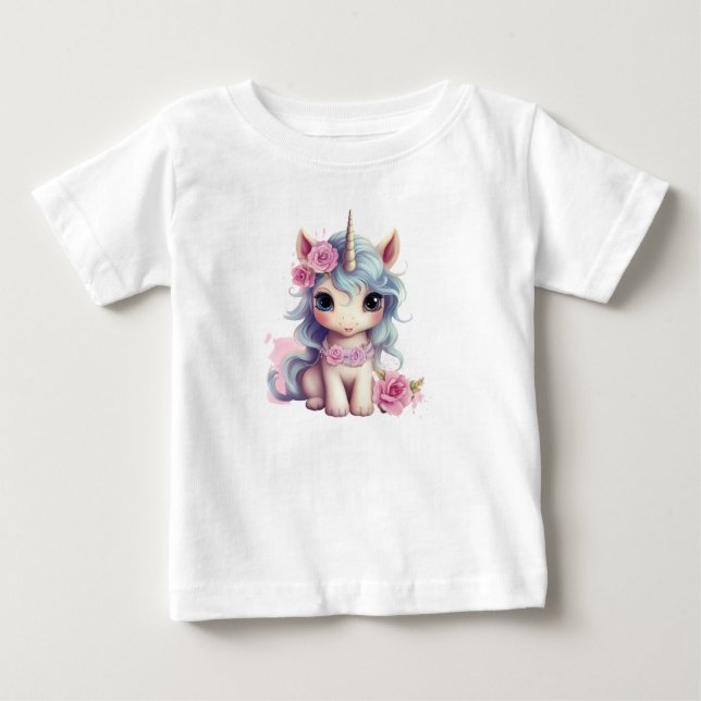 Cute Fairy Baby Unicorn Sparkling Fantasy T-Shirt (Front)