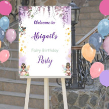 Cute Fairy Birthday Part Poster Sign
