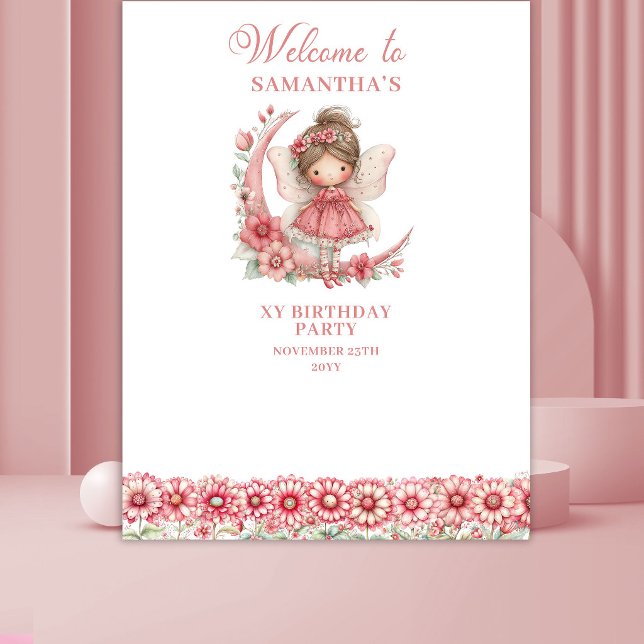 Cute Fairy Blush Flowers 6th Birthday Backdrop (Cute Fairy Blush Flowers 6th Birthday Backdrop)