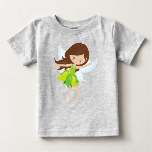 Cute Fairy Brown Hair Magic Fairy Forest Fairy Baby T_Shirt