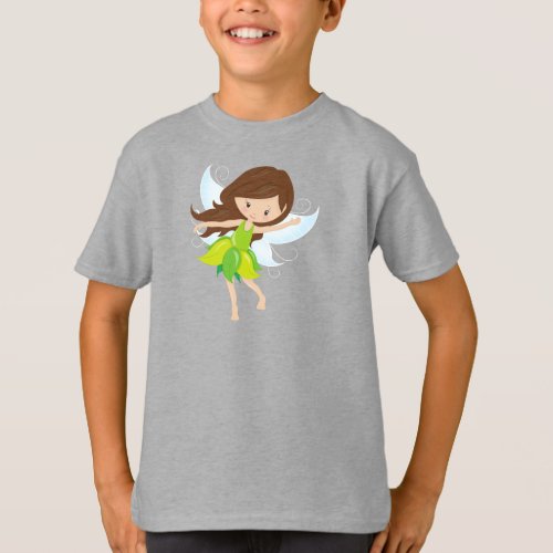 Cute Fairy Brown Hair Magic Fairy Forest Fairy T_Shirt