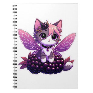 Cute fairy cat with blackberries notebook