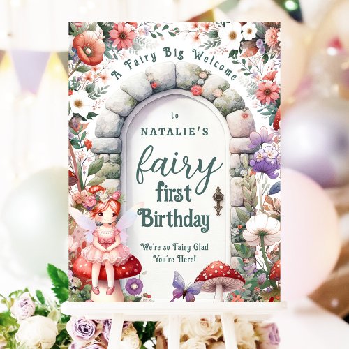 Cute Fairy Door Fairy First Birthday Welcome Sign