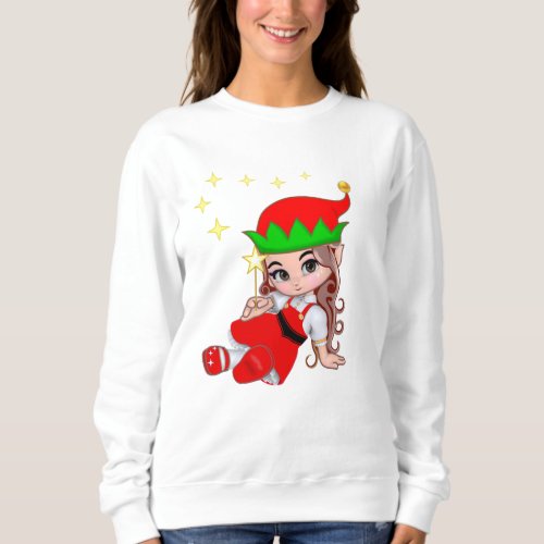 Cute Fairy Elf with Stars Sweatshirt