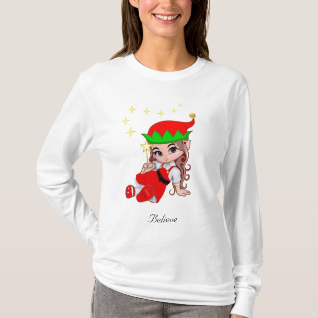 Cute Fairy Elf with Stars Sweatshirt T-Shirt (Front)