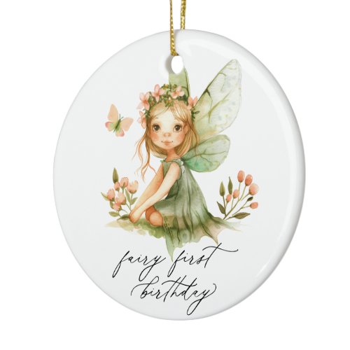 Cute Fairy First Birthday Ceramic Ornament
