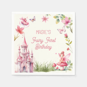 Cute Fairy First Wildflower Birthday Napkins