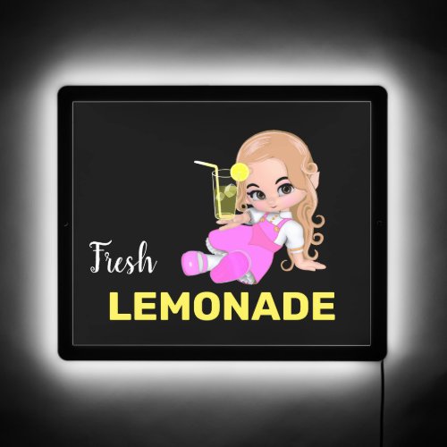 Cute Fairy  Fresh Lemonade on Black LED Sign