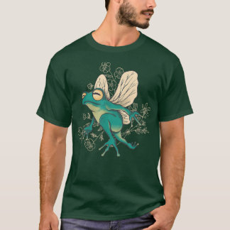 Cute Fairy Frog with Wings and Floral Elements  T-Shirt