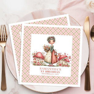 Cute Fairy Garden Birthday Pink Floral Party Paper Dinner Napkins