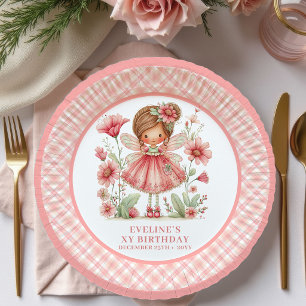 Cute Fairy Girl 2nd Birthday Blush Pink paper Plates