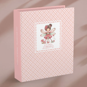 Cute Fairy Girl 2nd Birthday Pink Flowers Memory  3 Ring Binder