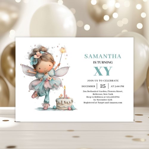 Cute Fairy Girl 3rd Birthday Whimsy Pastel invites