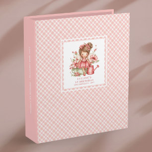 Cute Fairy Girl 5th Birthday Blush Floral Memory   3 Ring Binder