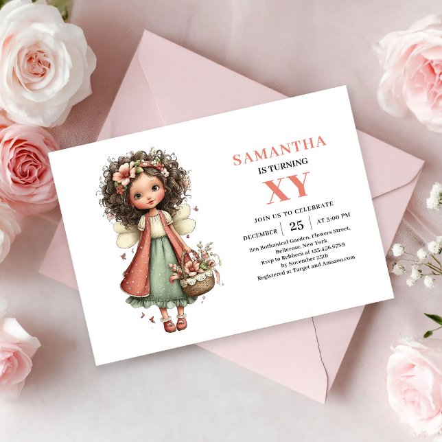 Cute Fairy Girl 6th Birthday Blush Magic invites (Cute Fairy Girl 6th Birthday Blush Magic invitation)