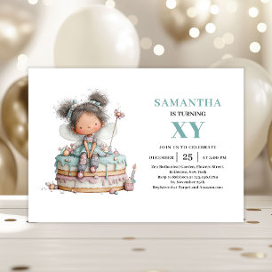 Cute Fairy Girl 6th Birthday Whimsy Pastel invite
