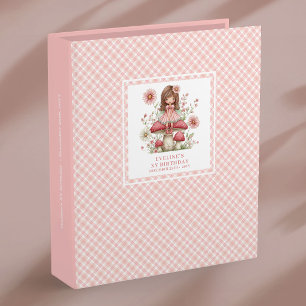 Cute Fairy Girl Birthday Pink Flowers Memory Album 3 Ring Binder