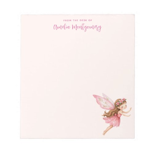 Cute Fairy Girl in a Pink Dress Whimsical Notepad